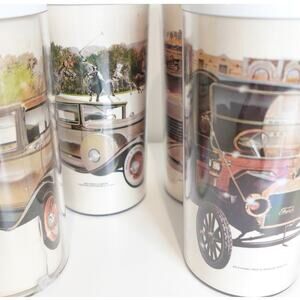 Vintage Tailgate Tumblers by ThermoServe / Antique Cars / set of 4